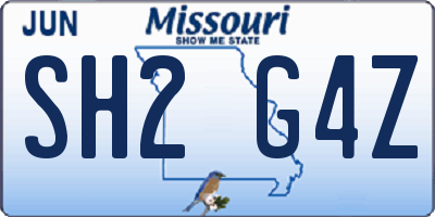 MO license plate SH2G4Z