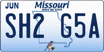 MO license plate SH2G5A