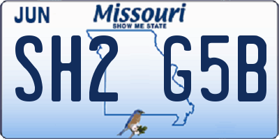 MO license plate SH2G5B