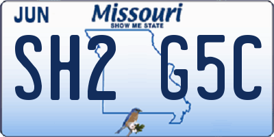 MO license plate SH2G5C