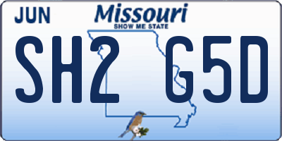 MO license plate SH2G5D