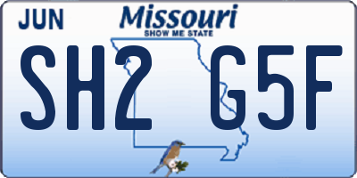 MO license plate SH2G5F