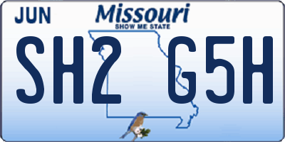 MO license plate SH2G5H