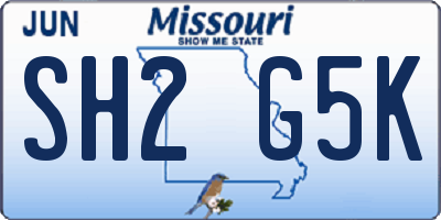MO license plate SH2G5K