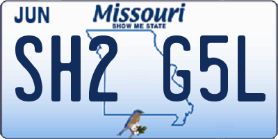 MO license plate SH2G5L