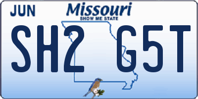 MO license plate SH2G5T