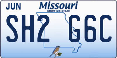 MO license plate SH2G6C