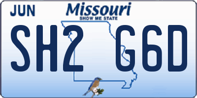 MO license plate SH2G6D