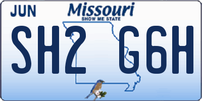 MO license plate SH2G6H
