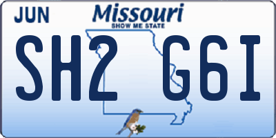 MO license plate SH2G6I