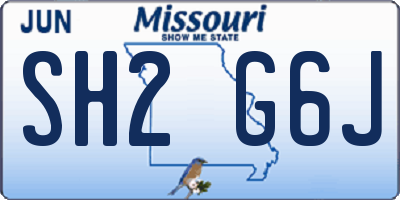 MO license plate SH2G6J