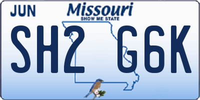MO license plate SH2G6K