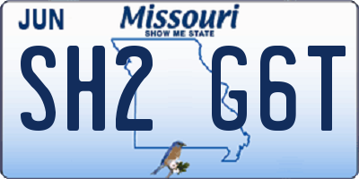 MO license plate SH2G6T