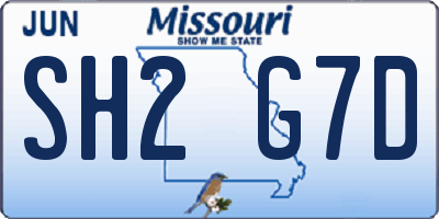MO license plate SH2G7D