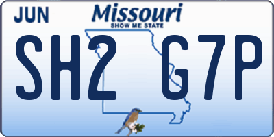 MO license plate SH2G7P