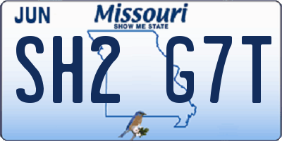 MO license plate SH2G7T