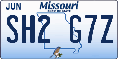 MO license plate SH2G7Z