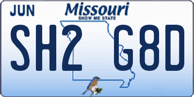 MO license plate SH2G8D