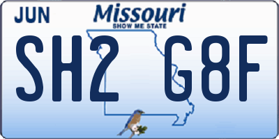MO license plate SH2G8F