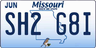 MO license plate SH2G8I