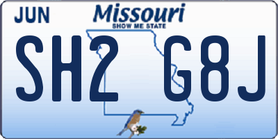 MO license plate SH2G8J