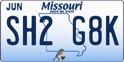 MO license plate SH2G8K