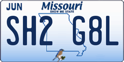 MO license plate SH2G8L