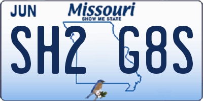 MO license plate SH2G8S