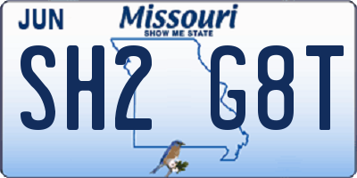 MO license plate SH2G8T