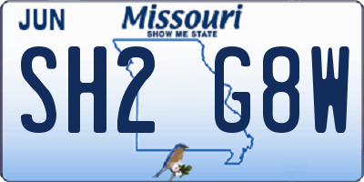 MO license plate SH2G8W