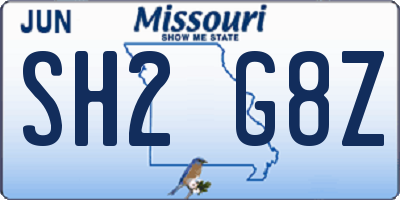 MO license plate SH2G8Z
