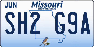 MO license plate SH2G9A