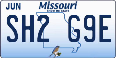 MO license plate SH2G9E
