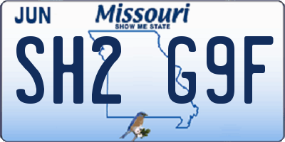 MO license plate SH2G9F