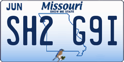 MO license plate SH2G9I
