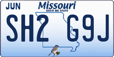 MO license plate SH2G9J