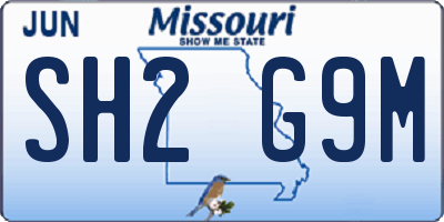MO license plate SH2G9M