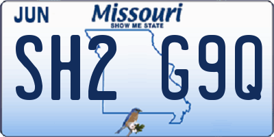 MO license plate SH2G9Q