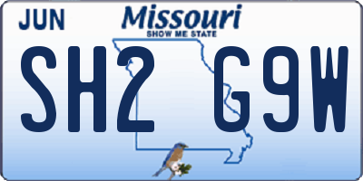 MO license plate SH2G9W