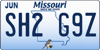 MO license plate SH2G9Z