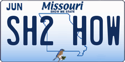 MO license plate SH2H0W