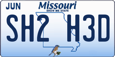 MO license plate SH2H3D