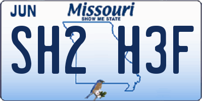 MO license plate SH2H3F