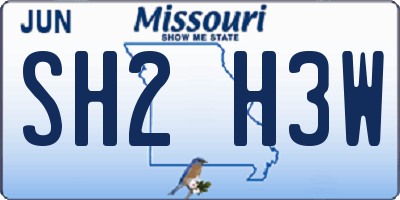 MO license plate SH2H3W