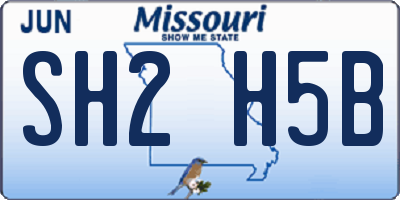 MO license plate SH2H5B