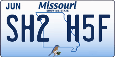 MO license plate SH2H5F