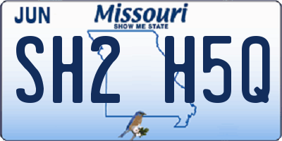 MO license plate SH2H5Q