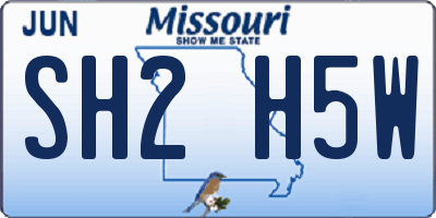 MO license plate SH2H5W