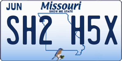 MO license plate SH2H5X