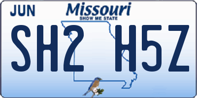MO license plate SH2H5Z